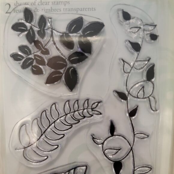 GRAPHIC FLOWERS AND LEAVES Clear Cling Stamps Lot of 2 Pkgs - 3 Sheets - Picture 11 of 12
